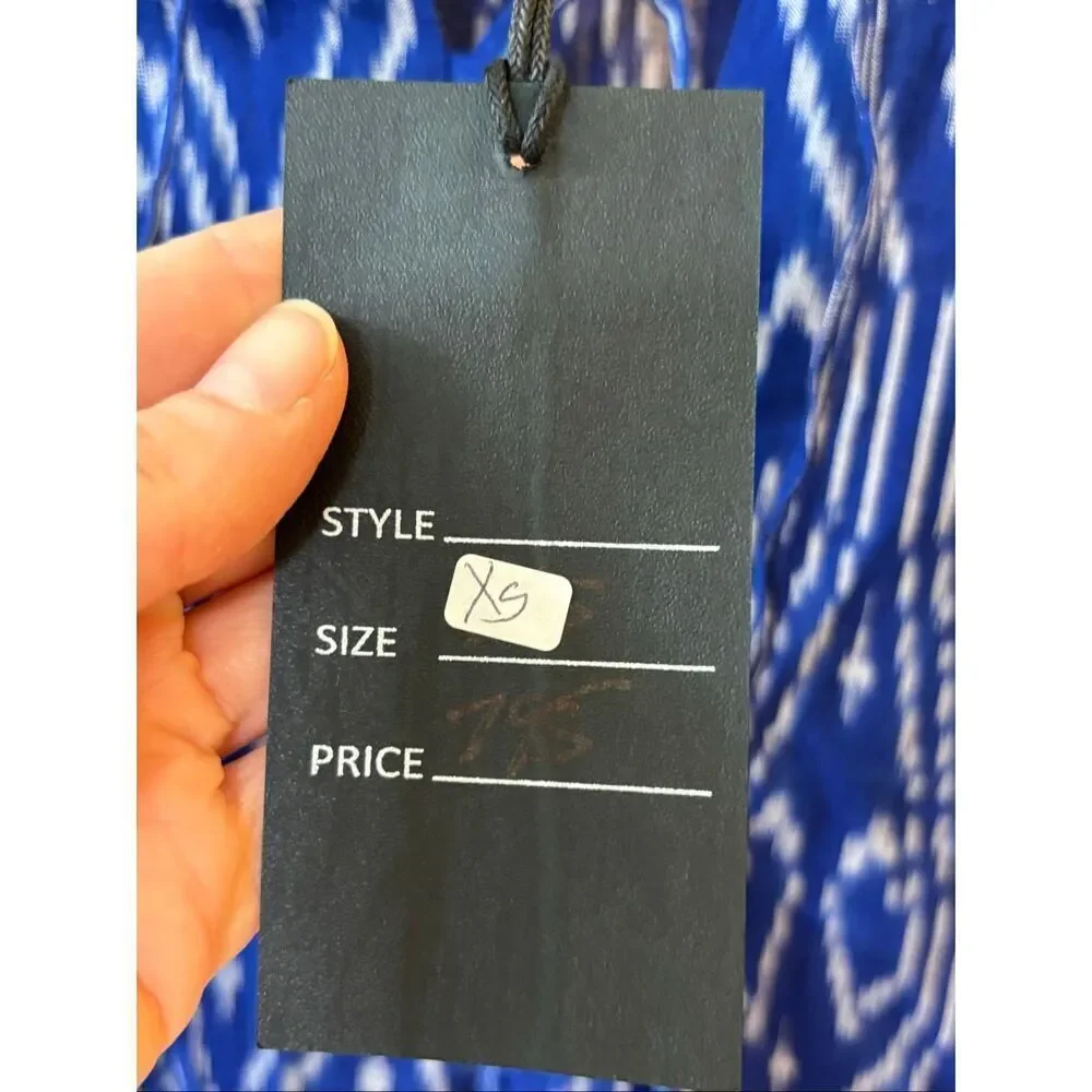 NWT Seema Kahai ikat cobalt kaftan, XS $795 C35